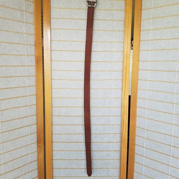 Ralph Lauren Polo Brown Leather Belt Distressed Hinged Buckle Men's Medium - Picture 3 of 13